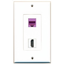 RiteAV 1 Port HDMI 1 Port Cat6 Ethernet Purple Wall Plate Oversized Jumbo MIDI