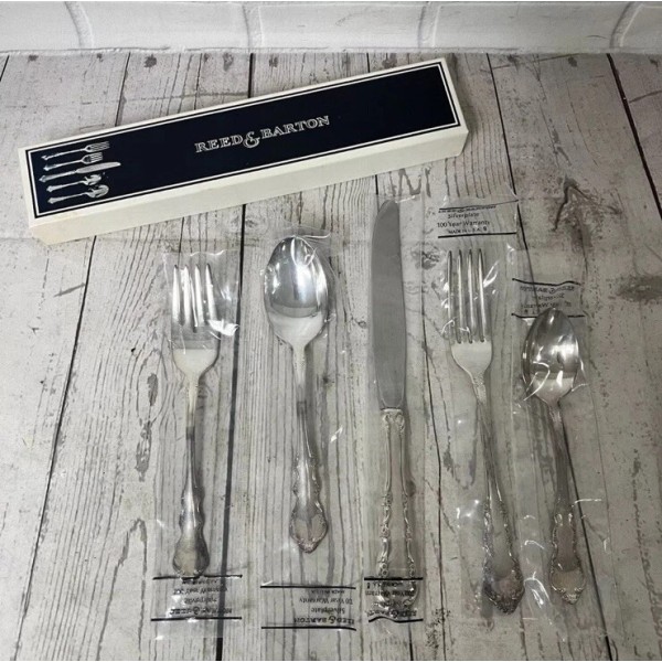 REED & BARTON SILVERPLATE DRESDEN ROSE 5 PIECE PLACE SETTING