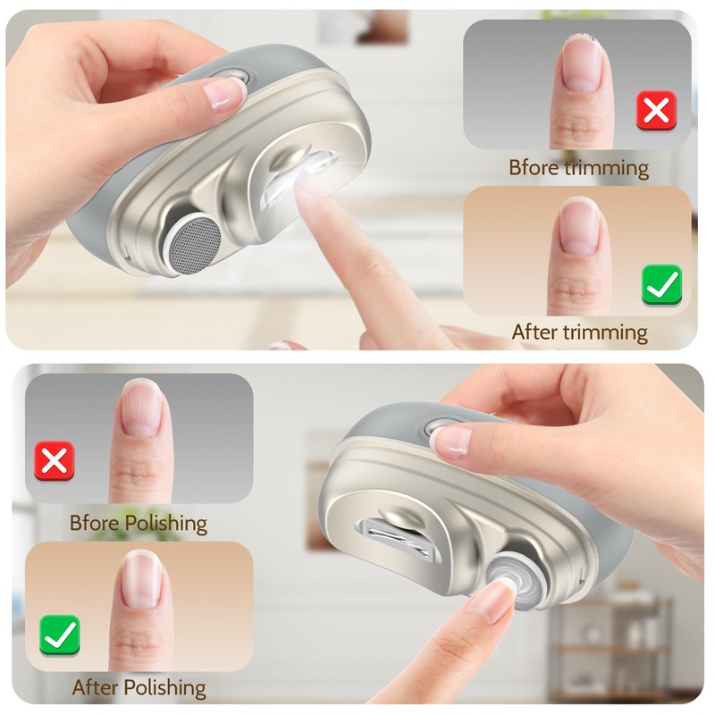 Electronic Nail Clipper 4-in-1 Trimmer with File, Polisher, UV Light