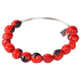 Peruvian Souvenir Gift Bracelet Bangle for Women - Meaningful Good Luck, Prosperity, Love, Happiness Huayruro Red Black Seed Beads, Adjustable Bangle - Eco-friendly Jewelry