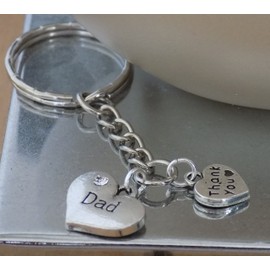 Gregory Crafts & Gifts Dad Thank You Keyring, Silver Shade Keyring Handcrafted Unique Thank You Gift