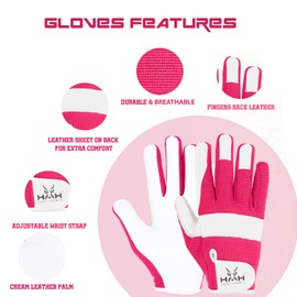 HMH Gardening Gloves for Women And Men - Garden Gloves Men with Leather Palm, Heavy Duty Rigger Work Gloves, Thorn Proof, Cleaning, Camping, Safety