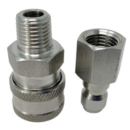 ESSENTIAL WASHER Pressure Washer Fittings Stainless Steel Quick Connect Coupler Socket/Plug Adapter Set (QC Socket/Plug Set - 1/4 Inch (M-NPT/F-NPT))