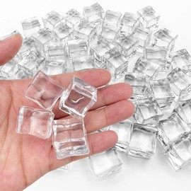 LYFJXX Fake Ice Cubes, 50 pcs 1" Artificial Plastic Ice Cube, 25 mm Acrylic Crystal Diamonds for Vase Fillers, Party Favor, Wedding Decoration, Photography Props, Food Display
