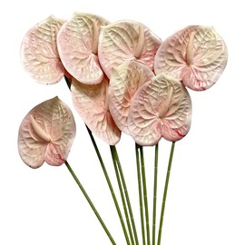 Corkwaw - 8 piezas de flores artificiales de anturio de 23-5/8 pulgadas con tacto real para centros de mesa, arreglos y decoración nupcial de bodas, festivales y arreglos florales (color amarillo)