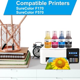 LCL Compatible 4x140ml T49M Autofill Sublimation Ink Replacement for SureColor F170 F570 Dye-Sublimation Printer (T49M1 T49M2 T49M3 T49M4 4-Pack)
