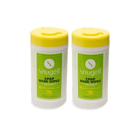 CPAP Mask Wipes by Snugell | 70 Count | Fresh Citrus Scent | 100% Soft Cotton | Lint & Alcohol Free | Skin Safe | Easy | Opening Canister | Clean CPAP Mask, Tube & Devices (2)