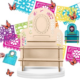 Weysat Dia De Los Muertos Decorations Dia De Los Muertos Ofrenda Altar Kit Wooden Day of The Dead Shadow Box Remembrance Picture Photo Frame for Day of The Dead Ofrenda Party Altar Supplies