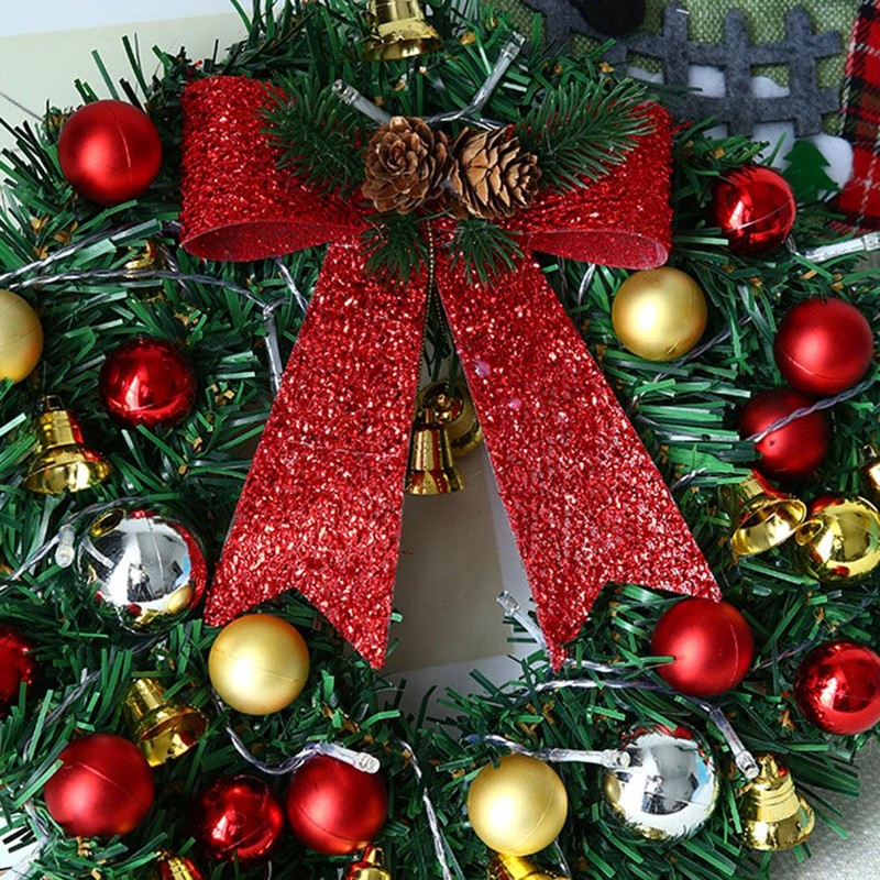 Xmas Wreath with 20 LED Lights and Bells Christmas Garland