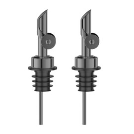 BETTFOR Auto Flip Liquor Pour Spouts 2-Pack, Leak-Proof 304 Stainless Steel Wine Pourer & Olive Oil Dispenser with Food-Grade Silicone for Kitchen, Bar, Restaurant (Black)​