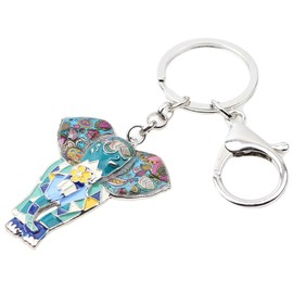 WEVENI エナメル合金 アニメ 象 キーチェーン キーリング チャーム ジュエリー レディース ガールズ レディース バッグ カーバッグ, ブルーネス。, 28mm x 40mm