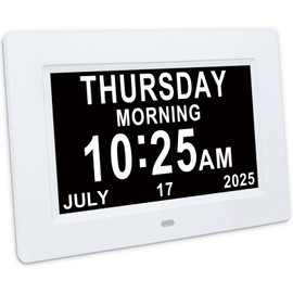 Golony Digital Alarm Clock for Seniors with Time,Date,and Month Display.Features 12 Alarm Settings and 3 Display Modes.Ideal for Seniors,Individuals with Memory Loss,or Dementia Patients.White.