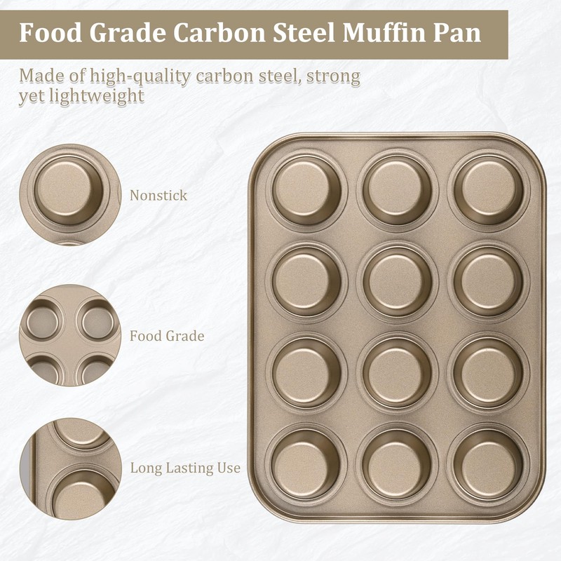 Audingull Mini Muffin Pan, Premium Small Cupcake Pans, Carbon Steel