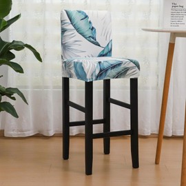 SPRINGRICO Bar Stool Covers Set of 4, Stretch Washable Barstool Seat Covers with Backs, Removable Counter Height Chair Covers for Kitchen Dining Room Cafe (Cassandra, 4PCS)