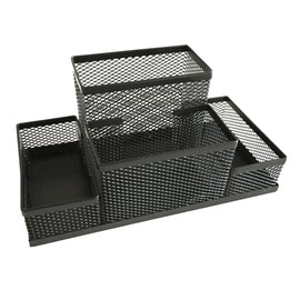 NUOBESTY Desk Organizers and Accessories Mesh Table Organizer Metal 6 Compartment Office Supplies Storage Black