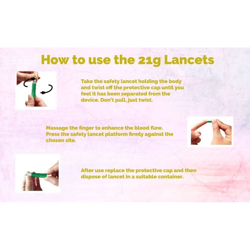 50 x Single Use Sterile Safety Lancets (21G) for Blood