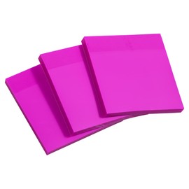 JAM PAPER Transparent Sticky Notes - Waterproof Memo Pad - 3 x 3 - Magenta Purple - 300 Sheets/Pack