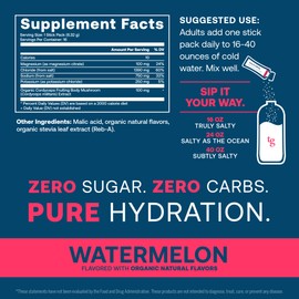 True Grace ElectroMag - 16 Stick Packs (Pack of 2) - Watermelon - Electrolyte Powder for Rapid Hydration - Sodium, Potassium, Magnesium & Cordyceps - Zero Sugar & Carbs - Non-GMO - 32 Total Servings