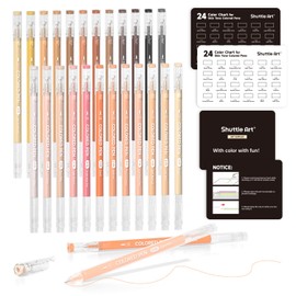 Shuttle Art Colored Pens, 24 Skin Tone Colors Cute Journal Pens 0.6mm Fine Point Colored Gel Pens for Black Paper Adult Coloring Writing Drawing Journaling Note Taking School Office Home