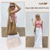 SUOSDEY Crocheted Mesh Beach Tote Bag, Summer Holiday Aesthetic Knitted