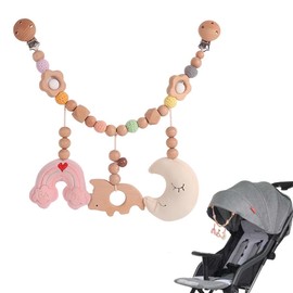 SKIKHN Wooden Baby Pram Chain for Babies, Pram Toy, Baby Mobile Chain, Pram Chain Toy, for Cot, Car Seat, Baby Seat, for Babies and Toddlers