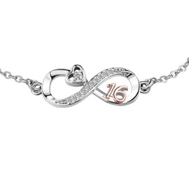 KunBead Infinity Heart Rose Gold 16 Birthday Bracelets Stainless Steel Adjustable Bracelet for Women