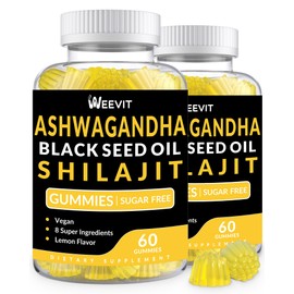 Ashwagandha Gummies, Shilajit Black Seed, Sea Moss, Maca Root, Turmeric, All in One Supplement