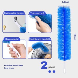 Fan Cleaner Brush，Fan Brush Cobweb Duster Microfiber Duster Ideal for Ceiling Fan Cleaner Duster, Air Vents, Curtains, Cars，Fan Cleaner for Box Fan（2PCS）