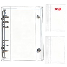 Fluid Cat Sealing Pad, Transparent, A6, Includes 30 Transparent Loose Leaf Sheets, Girls, Cute, Stylish, Clear Binder, Seal Storage, Photo Storage, Character Sticker, Notebook 6 Holes, Cute, Simple
