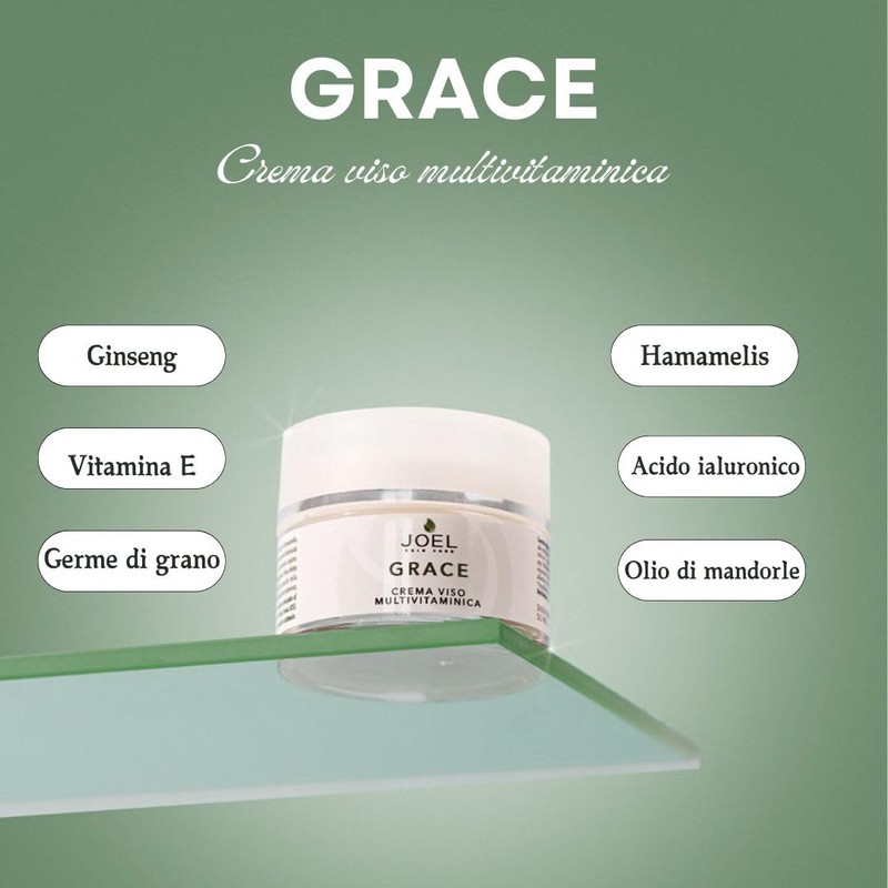 Joel skin care - GRACE Feuchtigkeitsspendende Gesichtscreme Anti-Age mit Hyaluronsäure,