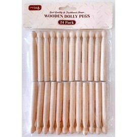 PRECIOUS LONDON Wooden Dolly Pegs 24 pcs Traditional Clothes Line Pegs for Washing Lines Laundry & Craft
