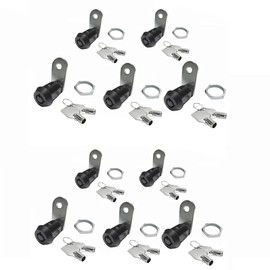 Tubular Cam Black Lock for Toolbox Cabinet Removable Key Key Alike Replacement Lock in Black (1-1/8" Inch 90 degree, Black Lot of 10)