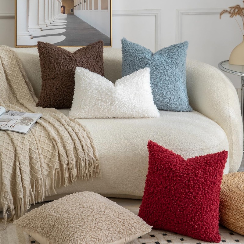 YAERTUN Pack of 2 Faux Fur Throw Pillow Covers Decorative