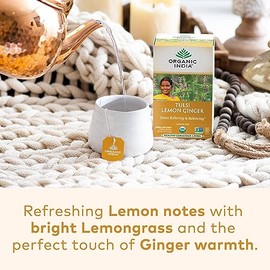 Organic India Tulsi Tea Lemon Jengibre 18 bolsas de té (paquete de 3)