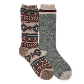 MUK LUKS Men's 2 Pk Heat Retainer Socks, Multi, OS