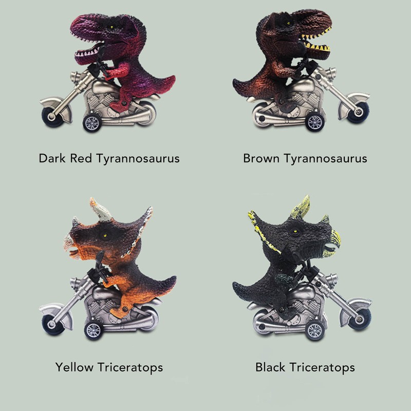 4Pcs Dinosaur Motorbike Toy Motorcycle PVC Pull Car Home Decoration