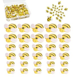 50Pcs Small Resin Bees, Tiny Resin Bees,Small Plastic Resin Bumble Bee Decor, Decorative Cute Bumble Bee,3 Sizes Flat Back Bumble Bee Tiny Bees Craft Decoration Cute Bumble Bee Embellishments