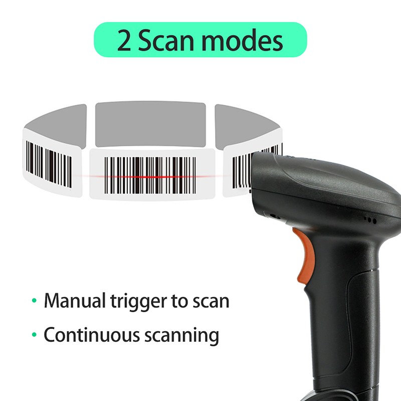 Wireless 1D Barcode Scanner 2.4G + USB Wired Connection CCD