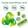 PKCELL 6pcs 1.2v AA 1000mAh Rechargeable Battery Ni-MH Button Top