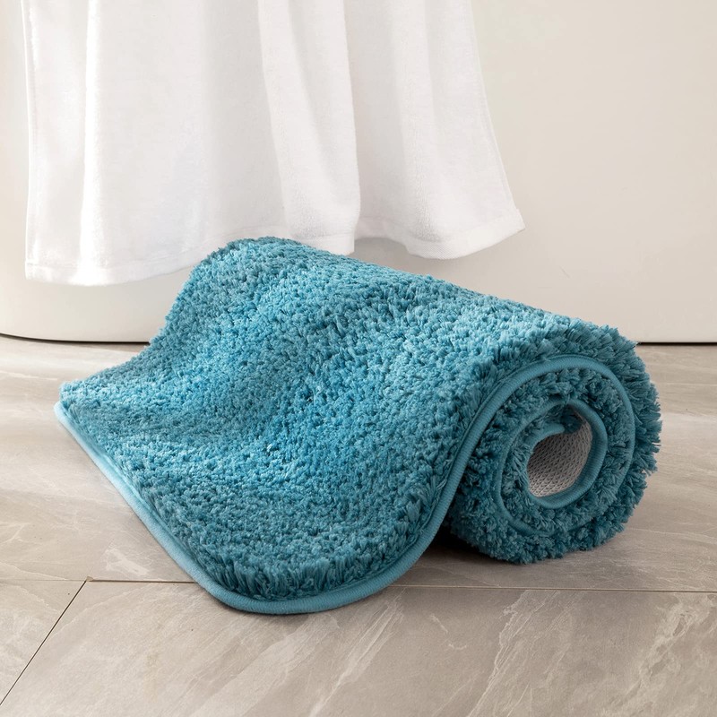 MIULEE Teal Bathroom Runner Rugs Soft Microfiber Bath Mat 24x48