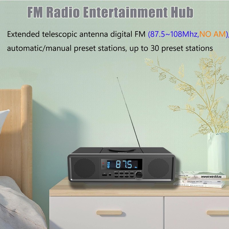WISCENT Home Stereo System CD Player,Clear 20W RMS Sound System