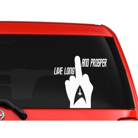 LA DECAL LIVE-LONG-AND-PROSPER Star Trek Spock logo car truck decal sticker laptop 6" White