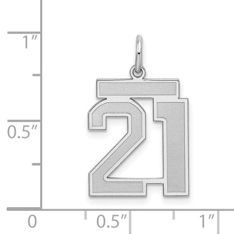 Sterling Silver Medium Satin Number 21