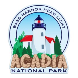 RetroPlanet Maine Bass Harbor Head Lighthouse Die Cut Vinyl Sticker