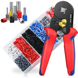 Crimpadora de Terminales Kit 1250 Piezas, Pinza Crimpadora y Terminales Prensar Cables Ajustable AWG, Herramientas Alicates Terminales y Conectores Eléctricos Alambre, Juego Engarzadoras 0.25mm-10mm²