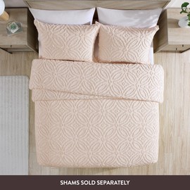 Beatrice Home Fashions Wedding Ring Chenille Bedspread, Full, Blush