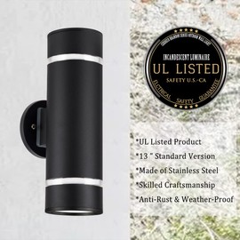 Cerdeco Stainless Steel Modern Porch Light Outdoor Wall Lighting Cylinder Wall Sconce Suitable for Garden & Patio,Black Finished[ UL-Listed ]