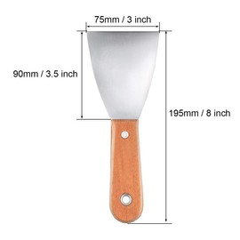 uxcell Putty Scraper 3" Cr-V Steel Stiff Putty Knives with Wooden Handle for Taping Paint Wall Floor Tile 3pcs