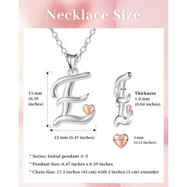 Mesovor 925 Sterling Silver Necklaces for Women, Dainty Initial Name Necklace with Rose Gold Heart, Jewellery Gifts for Family Mother Sister Daughter Wife (Letter-E)