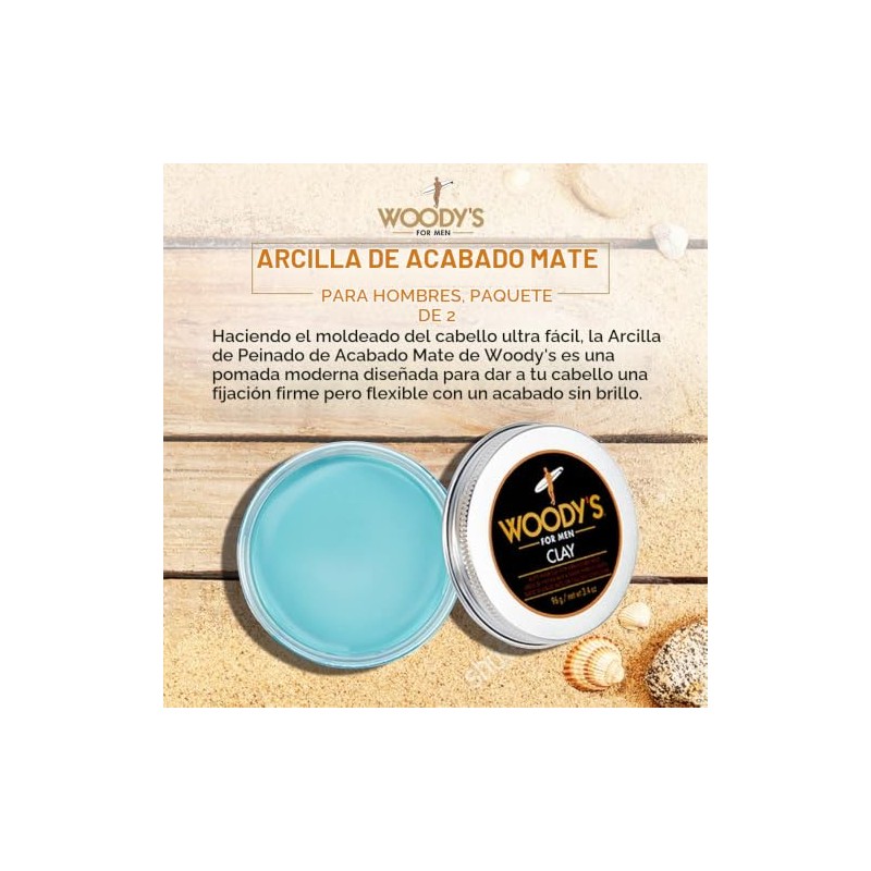 Woody's Matte Finish Clay For Men, Styling, 3.4 Oz